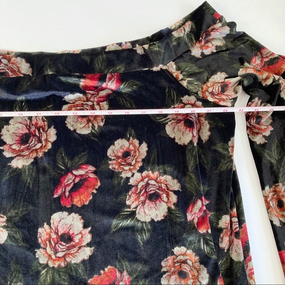 Torrid Velvet Off Shoulder Floral Bell Sleeve Top - Picture 7 of 10